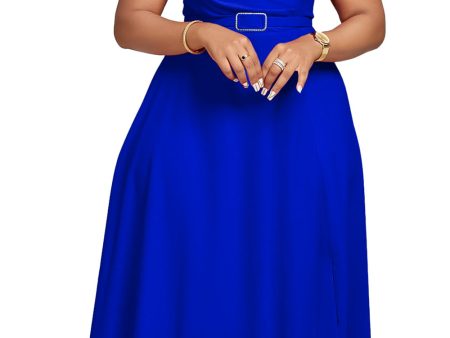 Royal Blue A Line V Neck Short Sleeves Cocktail Dress with Belt Fashion