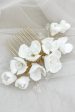 White Ceramic Flower Plate Hair Makeup Bridal Hair Comb Supply