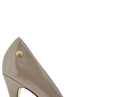 BLINK LANE Taupe Patent Peep Toe Pumps Sale