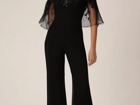 Black Off the Shoulder Chiffon Formal Jumpsuits with Appliques Cheap