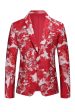 Red Floral Jacquard 2 Piece Men Suits Sale