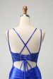 Royal Blue Corset Spaghetti Straps Tight Homecoming Dress Supply