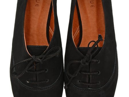 ESTER Black Lace Up Flats Cheap