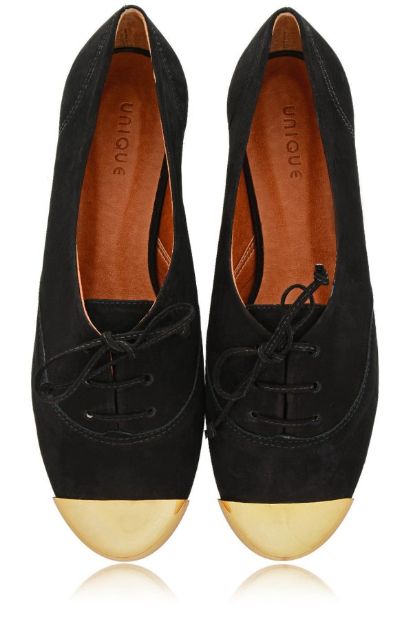 ESTER Black Lace Up Flats Cheap