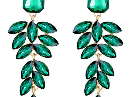 Dark Green Teardrop Crystal Earrings Online Hot Sale