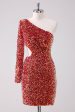 Sparkly Red One Shoulder Tight Short Homecoming Dress with Hollow Out Online Hot Sale