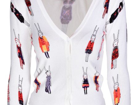 LONDON MISS RABBIT White Printed Cardigan Cheap