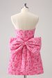 Fuchsia A Line Floral Strapless Short Homecoming Dress With Bow Supply