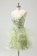 Light Green A-Line Applique Short Homecoming Dress with Ruffles on Sale