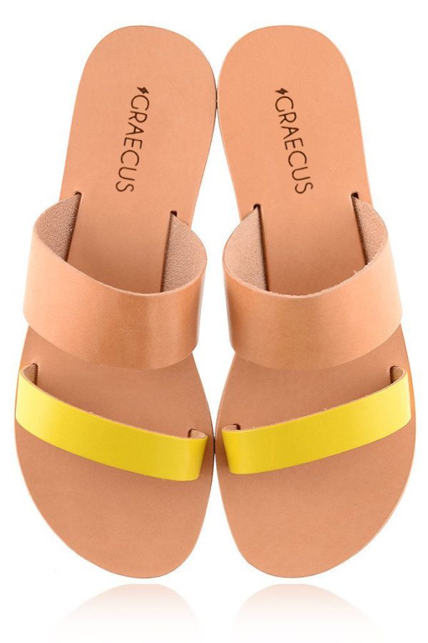 Helena Beige Yellow Leather Sandals Hot on Sale