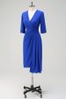 Royal Blue V-Neck Pleated Bodycon Cocktail Party Dress For Cheap