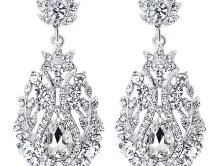 White Crystal Bridal Wedding Earrings Sale