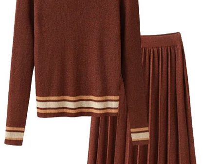 Konstanza Μetallic Κnitted Sweater Skirt Set Cheap