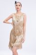 Black Fringed 1920s Gatsby Dress with Sequins For Discount