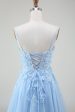 A-Line Light Blue Prom Dress with Appliques Online now