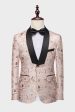 Light Khaki Jacquard Shawl Lapel 2 Piece Men s Prom Suits For Discount