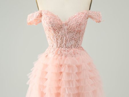 Blush A Line Off The Shoulder Corset Short Tulle Homecoming Dress Supply