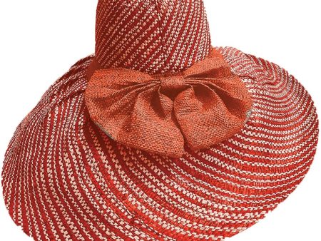 Ainsley Red Coral Wide Handmade Madagascar Hat on Sale