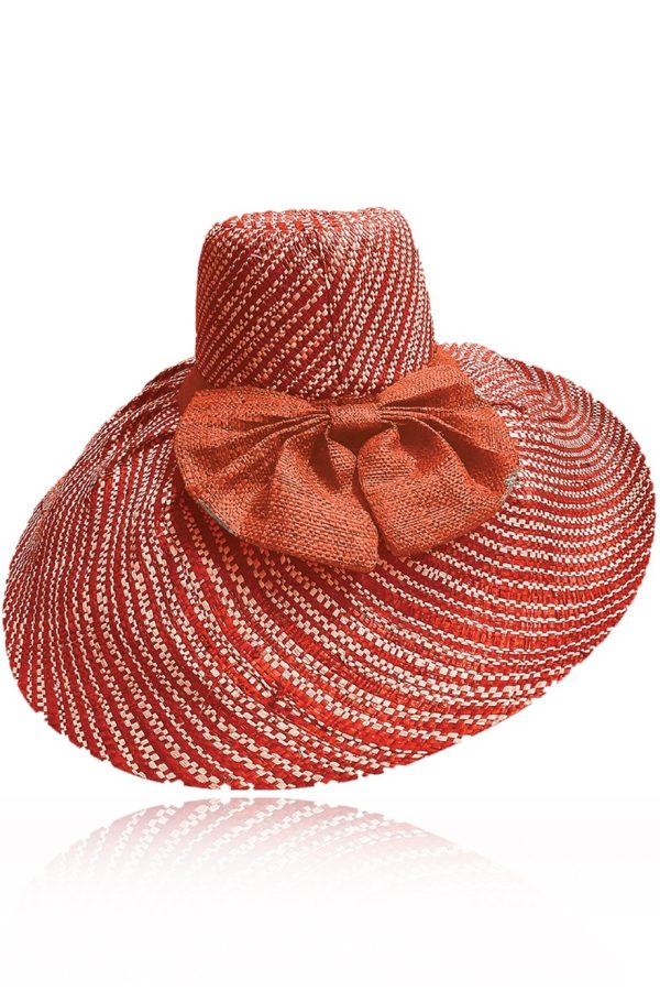 Ainsley Red Coral Wide Handmade Madagascar Hat on Sale