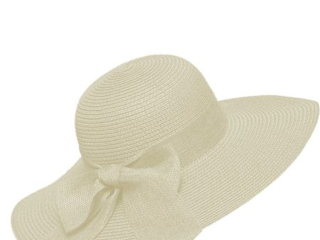 Arleen Ivory Straw Beach Hat with Ribbon For Cheap