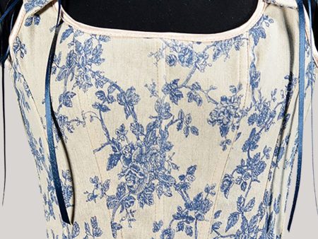 Blue Flower Lace-Up Back Corset Bustier Top Online Hot Sale