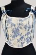 Blue Flower Lace-Up Back Corset Bustier Top Online Hot Sale