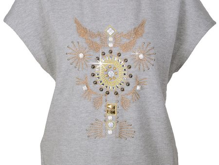 C BLOCK VANITY Grey Embellished Blouse Supply