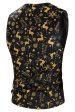 Black 3-Pieces Yellow Elk Printed Men s Christmas Suits Cheap