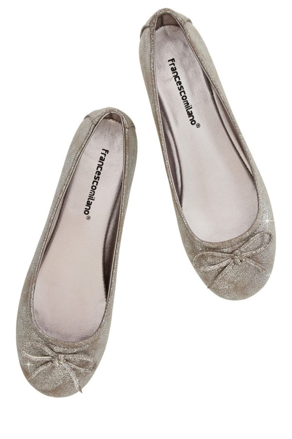 FRANCESCO MILANO SABINE Silver Crackled Ballerinas Hot on Sale