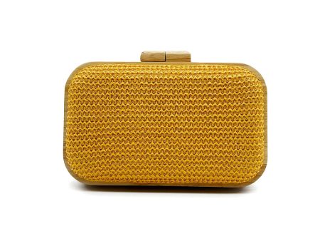 Yellow Handmade Wooden Clutch Bag Online now