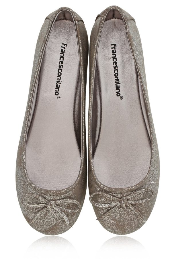 FRANCESCO MILANO SABINE Silver Crackled Ballerinas Hot on Sale