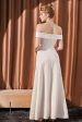 White Off The Shoulder Satin Long Prom Dress Supply