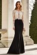 Black White Mermaid Lace Long Sleeves Long Mother of the Bride Dress Hot on Sale