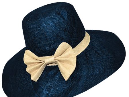 Alondra Blue Wide Handmade Madagascar Hat Hot on Sale