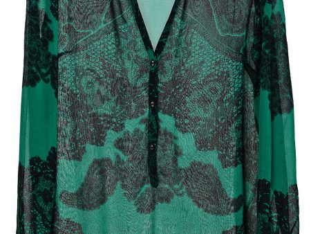 JAEDA Emerald Sheer Paisley Top Discount