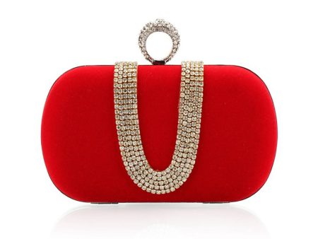 Luxury Red Handbag with Rhinestones on Sale