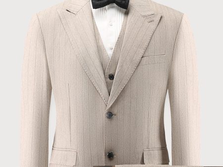 Ivory Peak Lapel Pinstripe Single Breasted 3 Piece Men s Prom Suits Fashion