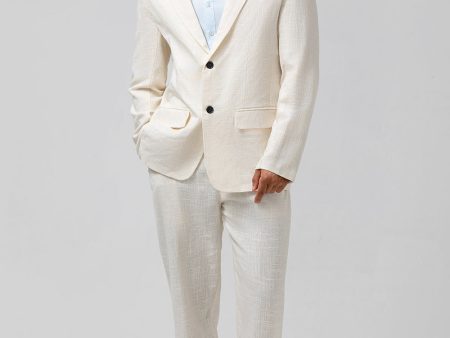 Ivory Notched Lapel Cotton 2 Pieces Formal Men s Suits Online