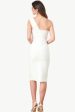 One Shoulder White Bodycon Dress with Buttons Online now