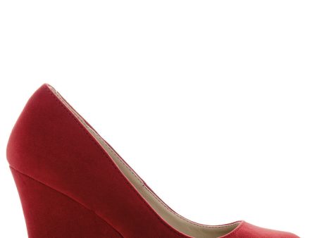 TILDA Red Suede Wedges Online now