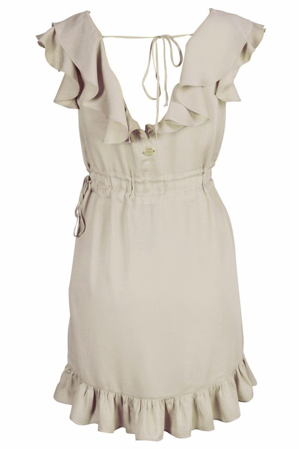 CARLOS MIELE BEIGE Ruffled Viscose Dress Sale