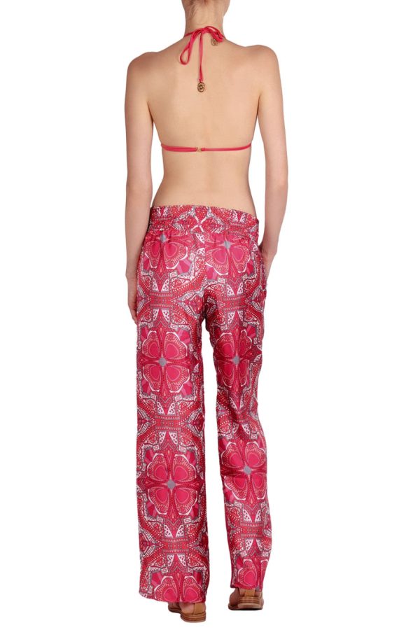 MANOLA Coral Print Silk Pants Discount