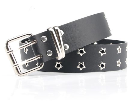 Boho Black Vintage Rivet Wide Leather Belt For Sale