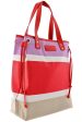 LARINE Red Color Block Shoulder Bag For Cheap