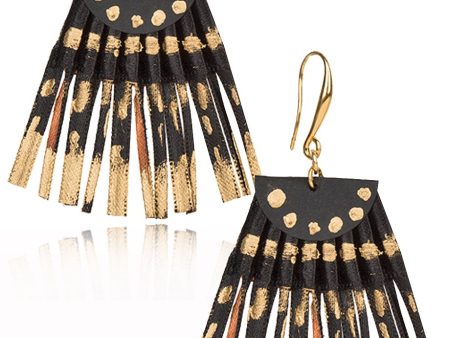 Scallop Black Silk Earrings with Gold Online