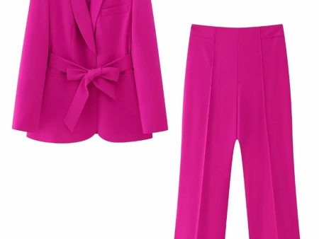 Fuchsia 2 Piece Shawl Lapel Women Suits Online Sale