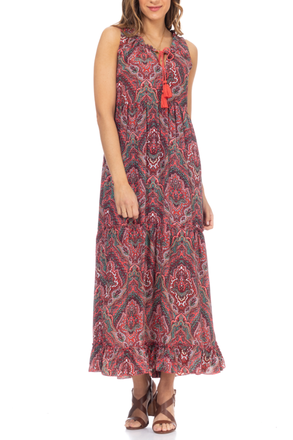 Capricia Purple Printed Sleeveless Dress on Sale