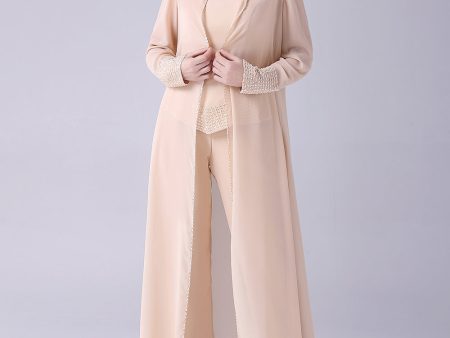 Champagne Long Coat 3 Pieces Mother of the Bride Pant Suits For Sale