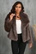 Fluffy Black Turn Lapel Faux Fur Winter Coat For Cheap