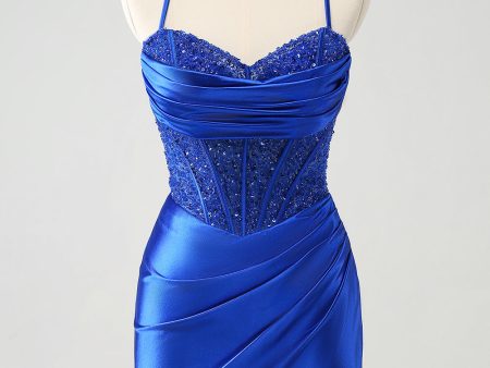 Sparkly Royal Blue Tight Corset Short Homecoming Dress with Lace Up Back Online Hot Sale